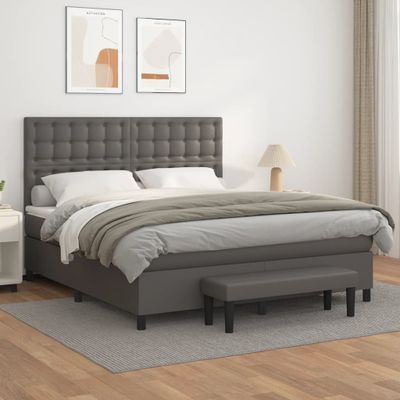 vidaXL Boxspring posteľ s matracom sivá 160x200 cm umelá koža