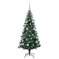vidaXL Umelý predsvietený vianočný stromček Zelená 150 cm PVC a kov