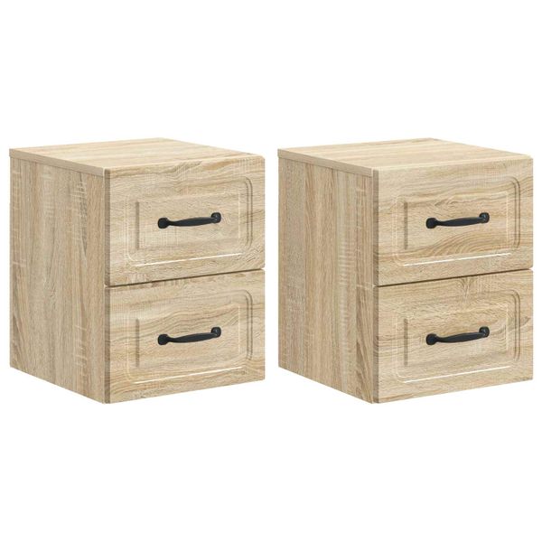 vidaXL Nástenná nočná skrinka 2 pcs Dub sonoma 34,5 x 33 x 40 cm