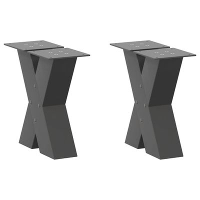 vidaXL Nohy konferenčného stolíka v tvare X, 2 ks, antracitové, 40 x (30-31) cm, oceľ