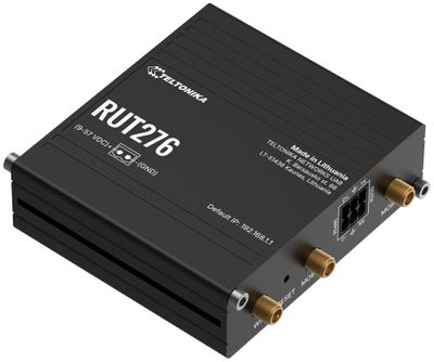 Teltonika RUT276 priemyselný router, dual SIM, Redcap 5G, 1x LAN, 1x WAN, sériový RS232/485, WiFi 4 5G RedCap router, RS232/RS485, dual SIM, Wi-Fi 4, Modbus/OPC UA/BACnet, priemyselná konštrukcia, -40 až +75°C, 128MB RAM, 32MB Flash
