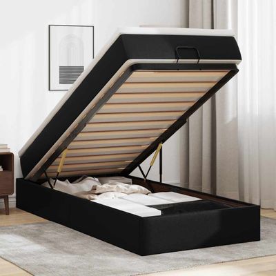 vidaXL Osmanský rám postele s matracom čierna 90x200 cm umelá koža