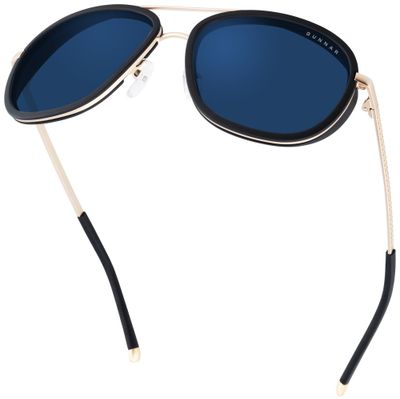 GUNNAR kancelárske/hermé okuliare DUME GOLD slnečné sklá BLF 90 NATURAL focus Okuliare, slnečné, čierno-zlaté obrúčky, tmavé sklá