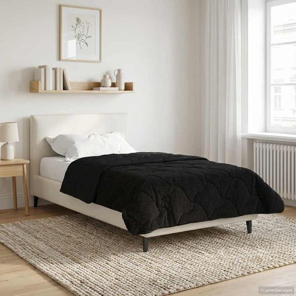 vidaXL Letná prikrývka Čierna 135 x 200 cm Mikrofáza a Teddy fleece