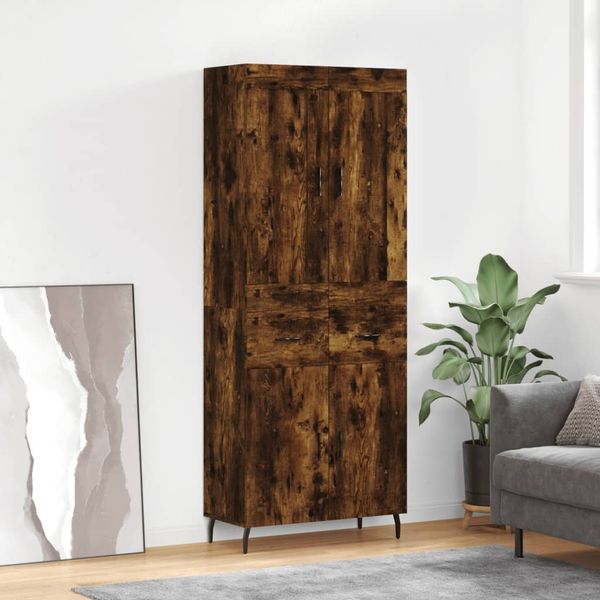 vidaXL Vysoká skrinka dymový dub 69,5x34x180 cm spracované drevo