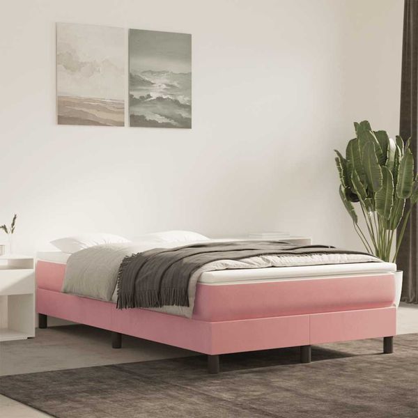 vidaXL Matrac s taštičkovými pružinami stredná tvrdosť ružový 120x220x20 cm zamat
