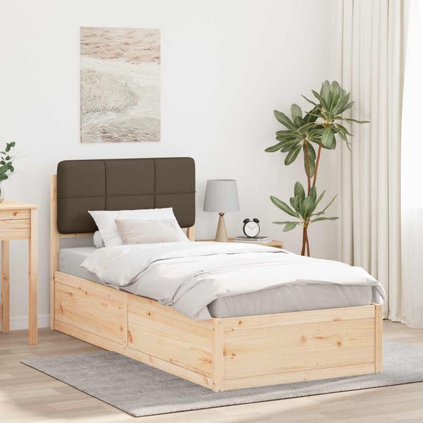vidaXL Rám postele s čalúneným čelom Sivohnedá 90 x 200 cm