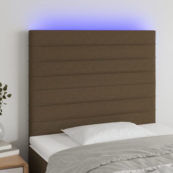 vidaXL Čelo postele s LED tmavohendé 90x5x118/128 cm látka