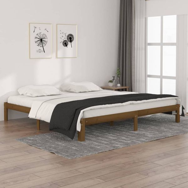 vidaXL Posteľný rám medovohnedý masívna borovica 200x200 cm
