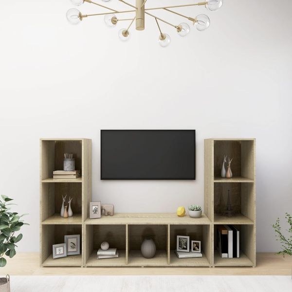 vidaXL TV skrinky 3 ks dub sonoma 107x35x37 cm drevotrieska