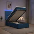 vidaXL Ottoman posteľ s matracom a LED Modrá 100 x 200 cm Látka