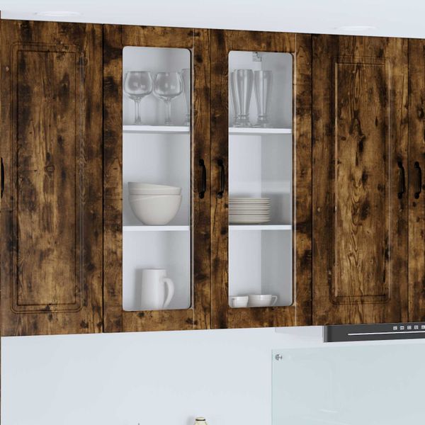 vidaXL Nástenný sklenený kabinet PORTO Dymová dub 80 x 31 x 100 cm