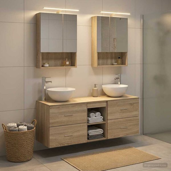 vidaXL Sada kúpeľňového nábytku 5 pcs Dub sonoma