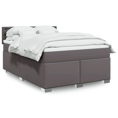 vidaXL Boxspring posteľ s matracom sivá 160x200 cm umelá koža