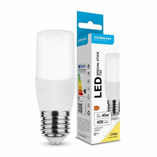 Modee Lighting LED žiarovka Special Stick T35 4,9W E27 teplá biela 450 lm (ML-T352700K4,9WE27N)