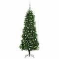 vidaXL Osvetlený umelý vianočný stromček s guľami 240 cm, zelený