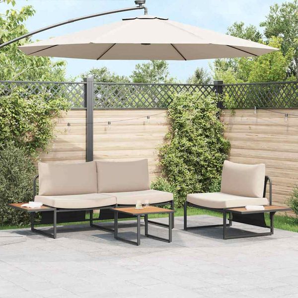 vidaXL Záhradný jedálenský set 3 pcs Sivohnedá Oceľ