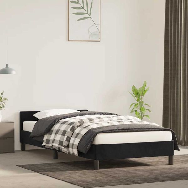 vidaXL Posteľ bez matraca čierny 100x200 cm zamat