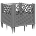 vidaXL Záhradný kvetináč s kolíkmi bledosivý 43,5x43,5x43,5 cm PP