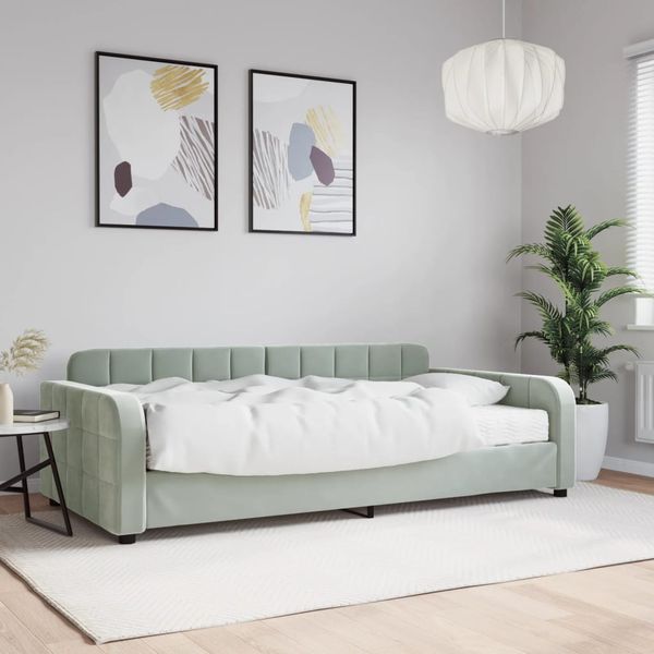 vidaXL Denná posteľ s matracom bledosivá 100x200 cm zamat