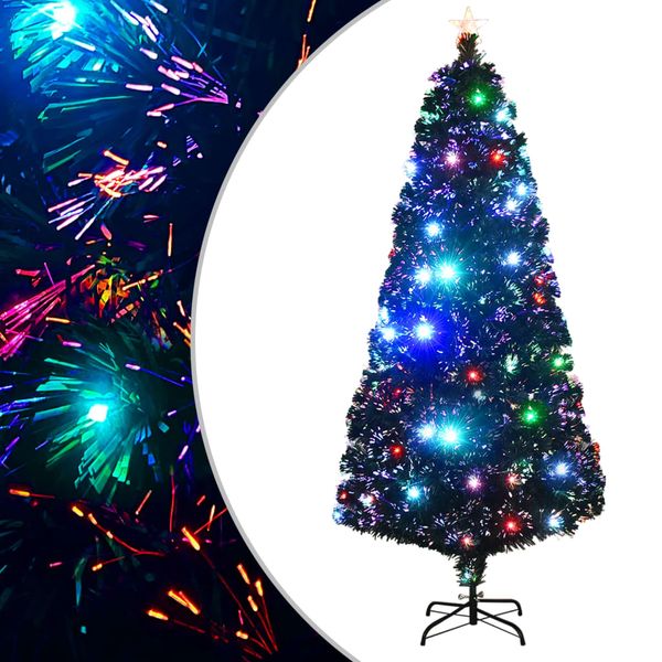 vidaXL Osvetlený vianočný stromček so stojanom a LED 180 cm, optické vlákno