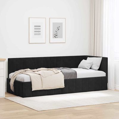 vidaXL Rohový rám postele s čelnou doskou Čierna 80 cm x 200 cm Zamat