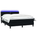 vidaXL Posteľný rám boxsping s matracom a LED Čierna 160x220 cm zamat