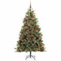 vidaXL Umelý vianočný stromček s pniškami Zelená 180 cm PVC a PE a kov