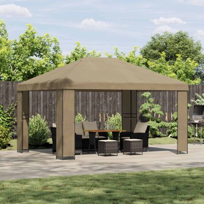 vidaXL Altánok 4 × 3 m Béžová Polyester a oceľ 190 gsm