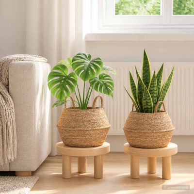 vidaXL Kvetináč s uchami 2 ks Prírodná Ø 32 x 32 cm 100% Morská tráva