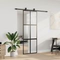 vidaXL Posuvné dvere s kovaním čierne 76x205 cm tvrdené sklo