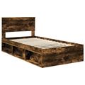 vidaXL Rám postele Dymová dub 100 x 200 cm Masívne borovicové drevo