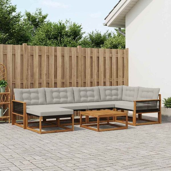 vidaXL Záhradná súprava gaučov s vankúšom 7 pcs Prírodná a svetlosivá