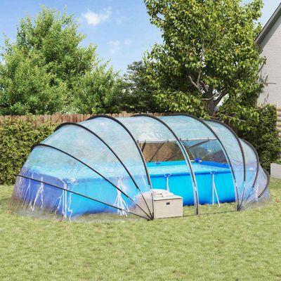 vidaXL Dómový stan na bazén Priehľadná 640 x 432 x 205 cm PVC