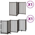 vidaXL Brána pre psa dvere sklad. 9-panel. čierna 450cm topoľové drevo