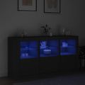 vidaXL Komoda s LED svetlami čierna 123x37x67 cm