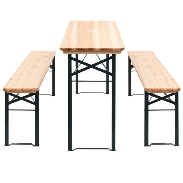 vidaXL Skladací pivný stôl s 2 lavicami 177 cm borovicové drevo
