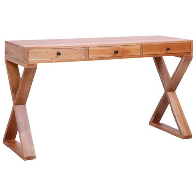 vidaXL Počítačový stôl prírodná farba 132x47x77 cm masívne mahagónové drevo