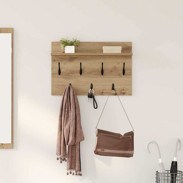 vidaXL Vešiak na stenu Remeselný dub 60 x 40 x 12 cm Kompozitné drevo