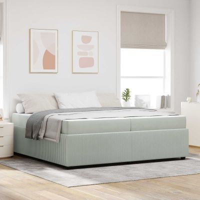 vidaXL Rám postele Svetlosivá 200 x 200 cm látka
