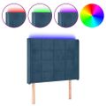 vidaXL Čelo postele s LED tmavomodré 103x16x118/128 cm zamat
