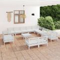 vidaXL 14-dielna záhradná sedacia súprava, borovicový masív, biela