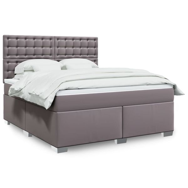 vidaXL Boxspring posteľ s matracom sivá 180x200 cm umelá koža