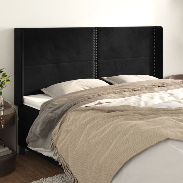 vidaXL Čelo postele so záhybmi čierne 183x16x118/128 cm zamat