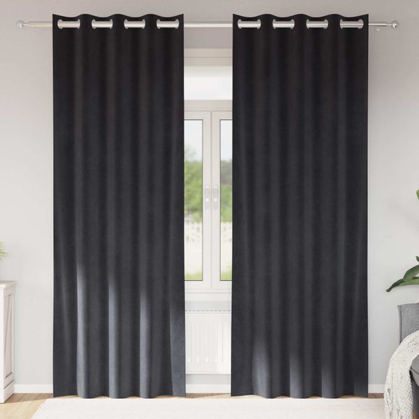 vidaXL Zatemňovacie závesy 2 pcs Tmavo šedá 140 x 245 cm Zamat