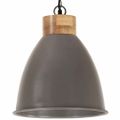 vidaXL Industriálna závesná lampa sivá železo a masívne drevo 35 cm E27