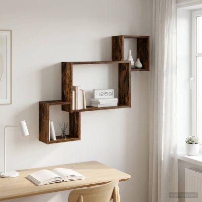 vidaXL Stenná polica Nástenná montáž Dymový dub 91,5 x 15 x 76 cm
