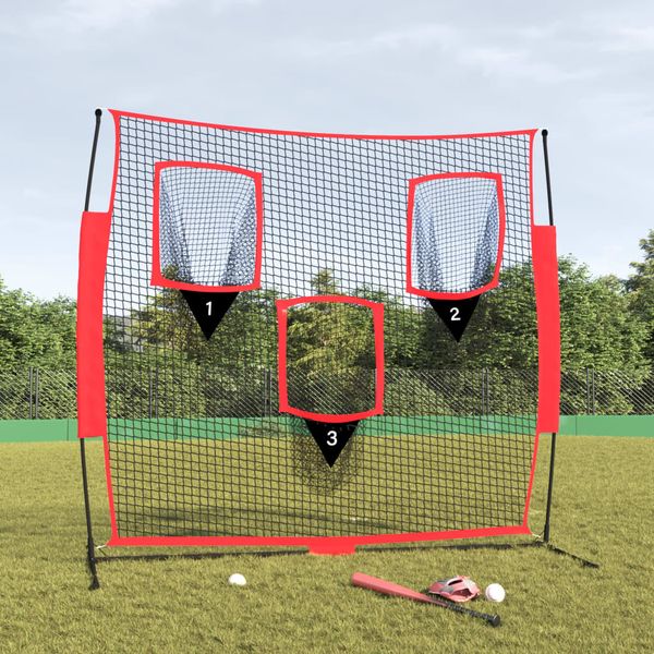 vidaXL Prenosná baseballová sieť čiernočervená 183x105x183cm polyester