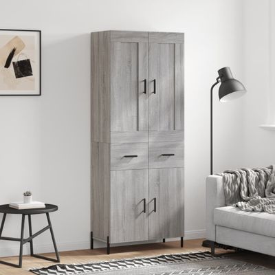 vidaXL Vysoká skrinka sivý dub sonoma 69,5x34x180 cm spracované drevo