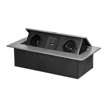 Výklopný blok zapustený ORNO OR-GM-9034/G, 2x 230V, 1x USB-A, 1x USB-C, strieborná Výklopný blok zapuštěný ORNO OR-GM-9034/G, 2x 230V, 1x USB-A, 1x USB-C, stříbrná